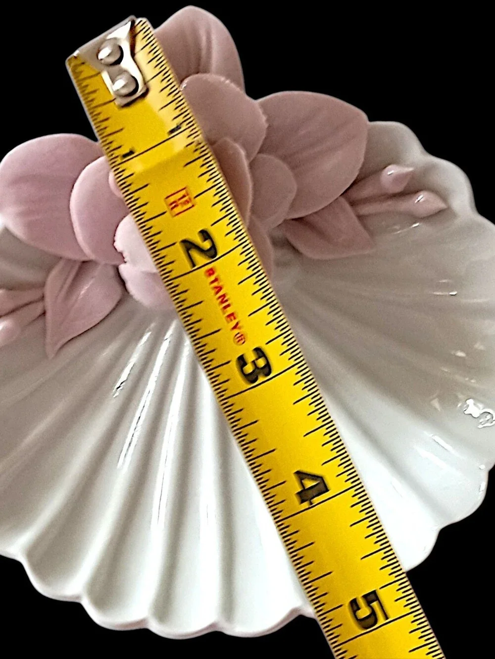 Applied Rose Seashell Candy Trinket Soap Dish Porcelain‎ Shabby Decor Victorian